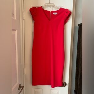 Calvin Klein size 8 hot pink midi party dress with gold zipper